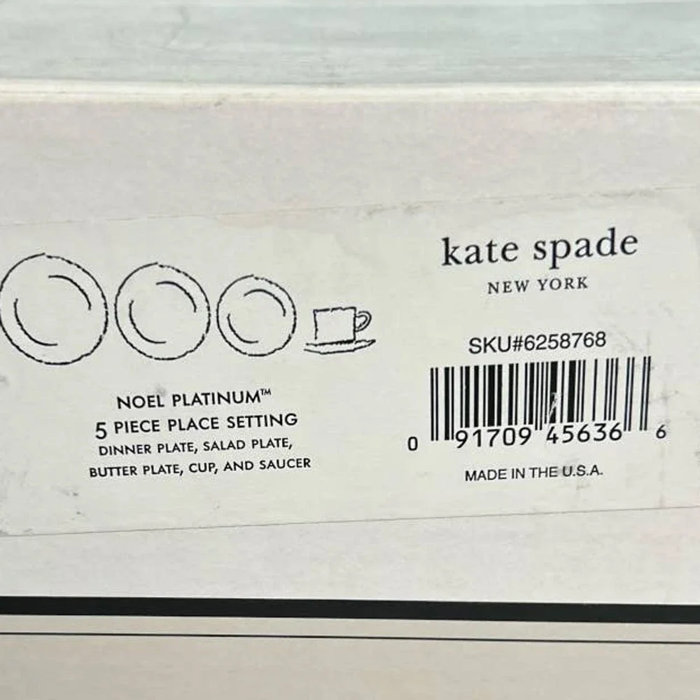 RARE NIB Kate Spade For Lenox  Noel Platinum 5 Piece Place Setting China Set
